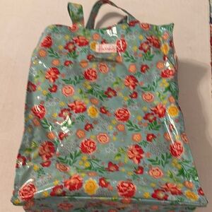 Harrods  Glossy Floral Tote in Blue and Red